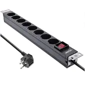 InLine 16412S, 8 AC-Ausgänge, Typ F, 3680 W, 1,5 mm², Typ F (Schuko), Schwarz