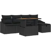 vidaXL Garten-Sofa-Set 6 stk. Schwarz Poly-Rattan