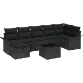 vidaXL Gartensofa-set 8 Stk. Schwarz Poly-Rattan