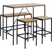 Ebuy24 Bahamas Bartisch Set Tisch, Bank und 2 Stühle Natur.