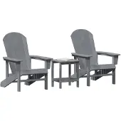 vidaXL Gartenstuhl 3 Stk. Hellgrau Polyethylen