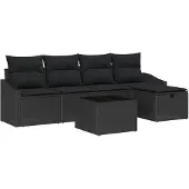 vidaXL Sofa Set mit Kissen 6 pcs Poly-Rattan