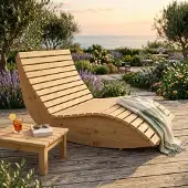 TUGA-Holztech Holzliege Wellenliege Waldsofa Gartenliege "Schaukel-Sannerl" (Lärche) Breite 140cm Schaukelliege Relaxliege Himmelsliege