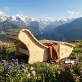 TUGA-Holztech Holzliege Wellenliege Waldsofa Relaxliege "Heiner" Gartenliege 120cm Zirbe