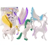 Leantoys Figurensatz Einhorn Pegasus weiße Flügel 6el