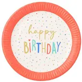 Papstar Teller, Pappe rund Ø 23 cm "Happy Birthday" 200 Stück
