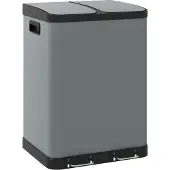 HOMCOM Mülleimer 2 x 30L Treteimer mit Deckel Fußpedal Inneneimer Metall
