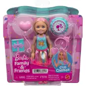Barbie Chelsea Club , kleine Puppe mit Geburtstagsthema, mit blonden Haaren und pinken Strähnen, Party-Zubehörteile, Mini-Puppe, Weiblich, 3 Jahr(e), Junge/Mädchen, 139 mm, Mehrfarbig