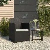 vidaXL Möbel Gartensessel mit Kissen Schwarz Poly Rattan - Gartensessel 362320