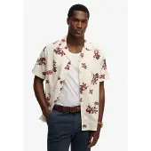 Superdry für Herren. M4011136A Cabana Poolside Hemd weiß (L), Lässig, Baumwolle, Kurzarm