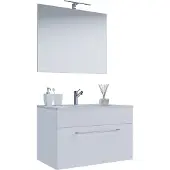 VCM 3-tlg. Waschplatz Waschtisch | Waschbecken Unterschrank Breite 80 cm | Badmöbel Set hängend mit einer Schublade Spiegel | Badinos