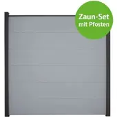 MR-Zaun Nova Komplettset mit Alu-Pfosten, Silbergrau, 17,02 m