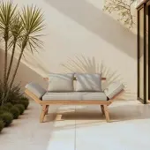 Bessagi Garden Gartenliege Pia Grau Akazie/Outdoorstoff