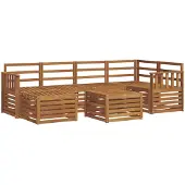 vidaXL Outdoor-Sofagarnitur 7 stk. Natur Polyester