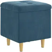 vidaXL Aufbewahrungsottomane mit Kissen Blau 40 x 40 x 45 cm Samt