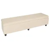 BERLINLODGE Bank Sitzbank mit Aufbewahrung Lars XXL | HxBxT 45x180x45cm | Creme | Leder + Kunstleder