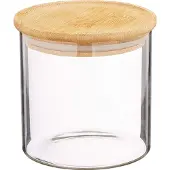 Kesper 38008, Container, Rund, 0,55 l, Natürlich/Natur, Transparent, Glas, Bambus, 100 mm