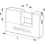 Gerda 50mm brass spindle padlock + 3 keys