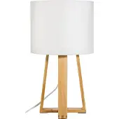 Atmosphera Lampe, Fuß aus Holz und Lampenschirm weiß molu H35, wei
