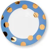 Pip studio Frühstücksteller Dot Delight Light Blue-Gold 23 cm (2er-Set)