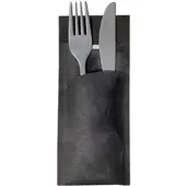 Ornamensa 520 Bestecktaschen mit Serviette schwarz marmoriert 20 cm