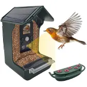 Berger & Schroeter | Vogel-Futterhaus mit 1080P Kamera Solar Wassertränke 940nm IR LED Automatische Video/Fotoaufnahme, Bewegungserkennung, Nachtsicht