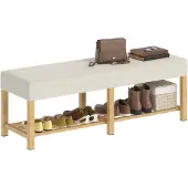 HOMCOM Schuhbank-140L x 44B x 48H cm-Cremeweiß | Gr.: onesize