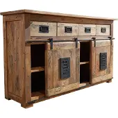 MASSIVMOEBEL24.DE MASSIVMOEBEL24 Sideboard Mango 150x45x90 natur lackiert RAILWAY #120