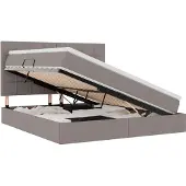 vidaXL Aufbewahrungsbett mit Matratze Taupe 160 x 200 cm Stoff