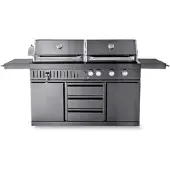 Myoutdoorkitchen Freistehender Gas- und Holzkohlegrill Black Collection