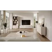 Meble Laski Wohnwand LANTE – Beige, 2-teilig, gerillte Fronten, TV-Schrank und Regal