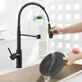CECIPA Wasserhahn Küche Spiralfederarmatur, 2 Strahlarten Spültischarmatur Schwarz, 360° Drehbar 304 Edelstahl Küchenarmatur , Einhandmischer