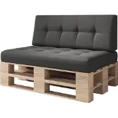 Sunnypillow Palettenkissen Verona gesteppt 2er Set Black