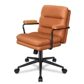 ALFORDSON Ergonomischer Computerstuhl mit Lendenstütze Höhenverstellbarer Roll-Schwenk-Exekutiv-Armlehnenstuhl Bequemer Schminkstuhl, Chenille, Braun