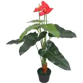 Furnicato Künstliche Flamingoblume mit Topf 90 cm Rot und Gelb
