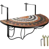 TecTake Balkontisch Stahl, Mosaik und Zement 75 x 65 x 62 cm