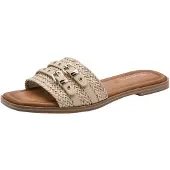 Tamaris Damen Pantoletten Beige Textil & Synthetik Größe: 38