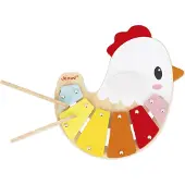 Janod Bauernhof Xylophon Hahn - Holzspielzeug Musik für Kinder