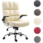 Mendler Bürostuhl HWC-J21, Chefsessel Drehstuhl Schreibtischstuhl, höhenverstellbar Kunstleder creme