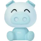 Luxus Europe - Nachtlampe Kinderzimmer Piggy Blau - Draadloos LED Nachtlampje Kinderen - USB-C Oplaadbaar