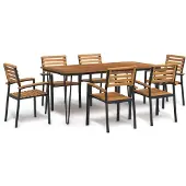 vidaXL 7-tlg. Garten-Essgruppe Massivholz Akazie und Metall