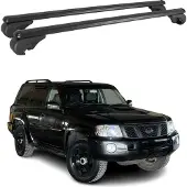 Omac Dachträger für Nissan Patrol GR Y61 1997-2013 Gepäckträger Aluminium Schwarz 2x