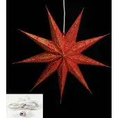 Levandeo Leuchtstern 9 Zacken rot gold 60cm Papiertstern Weihnachten inkl Kabel