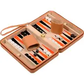 Philos Backgammon Leros - magnetisches Reisespiel in Lederetui (+)