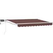vidaXL Manuelle Gelenkarmmarkise mit LEDs Braun und Weiß 3,5 x 2 m