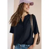 Cecil Shirtbluse mit geschlitztem Rundhalsausschnitt