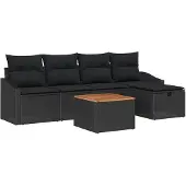 vidaXL Gartensofa-set 6 stk. Schwarz Poly-Rattan