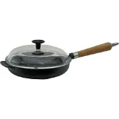 Ronneby Bruk Maestro Bratpfanne hoch, Ø 25 cm, mit Glasdeckel und Eichenholzgriff