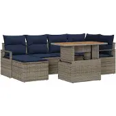vidaXL Gartensofa-set 7 pcs Grau Poly-Rattan