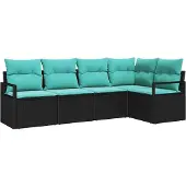 vidaXL Sofa Set 5 stk. Schwarz [Synthetisch]: Poly Rattan